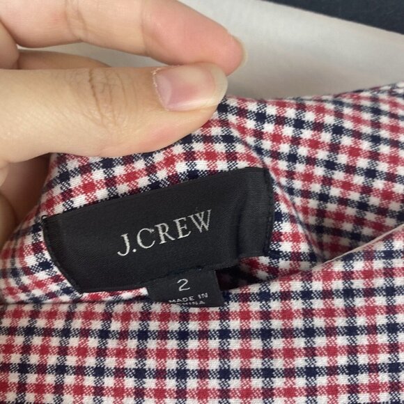 J. Crew Women's Plaid Pencil Dress Size 2 Red Black Mini Check Cotton Sleeveless - Picture 3 of 12
